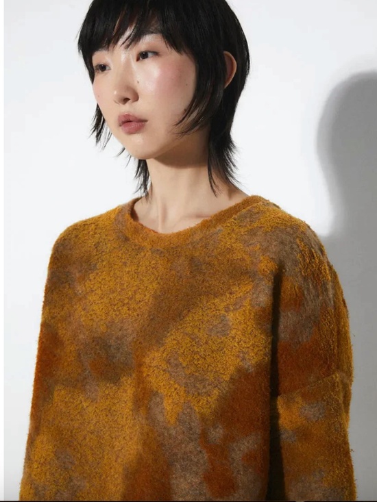 RITA ROW Dizz Autumnal-Hued Dropped Shoulder Abstrat Wool Blend Sweater Size XL - Picture 5 of 15